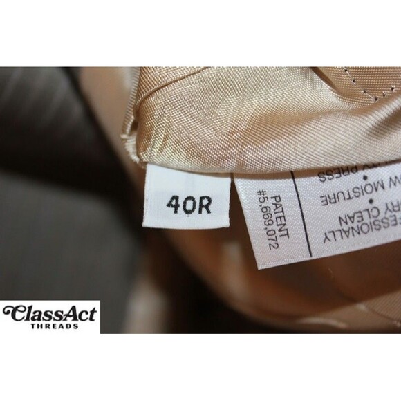 Austin Reed Mens 2 Piece Suit Tan Striped 3 Btn Wool 40R Pleated Fronts 34" W - Picture 9 of 10